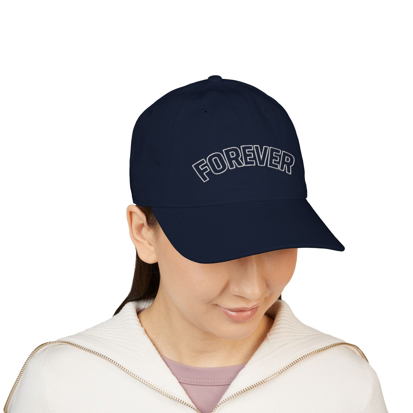 FOREVER White Outline Christian Baseball Cap for Women – Faith Inspired Adjustable Hat