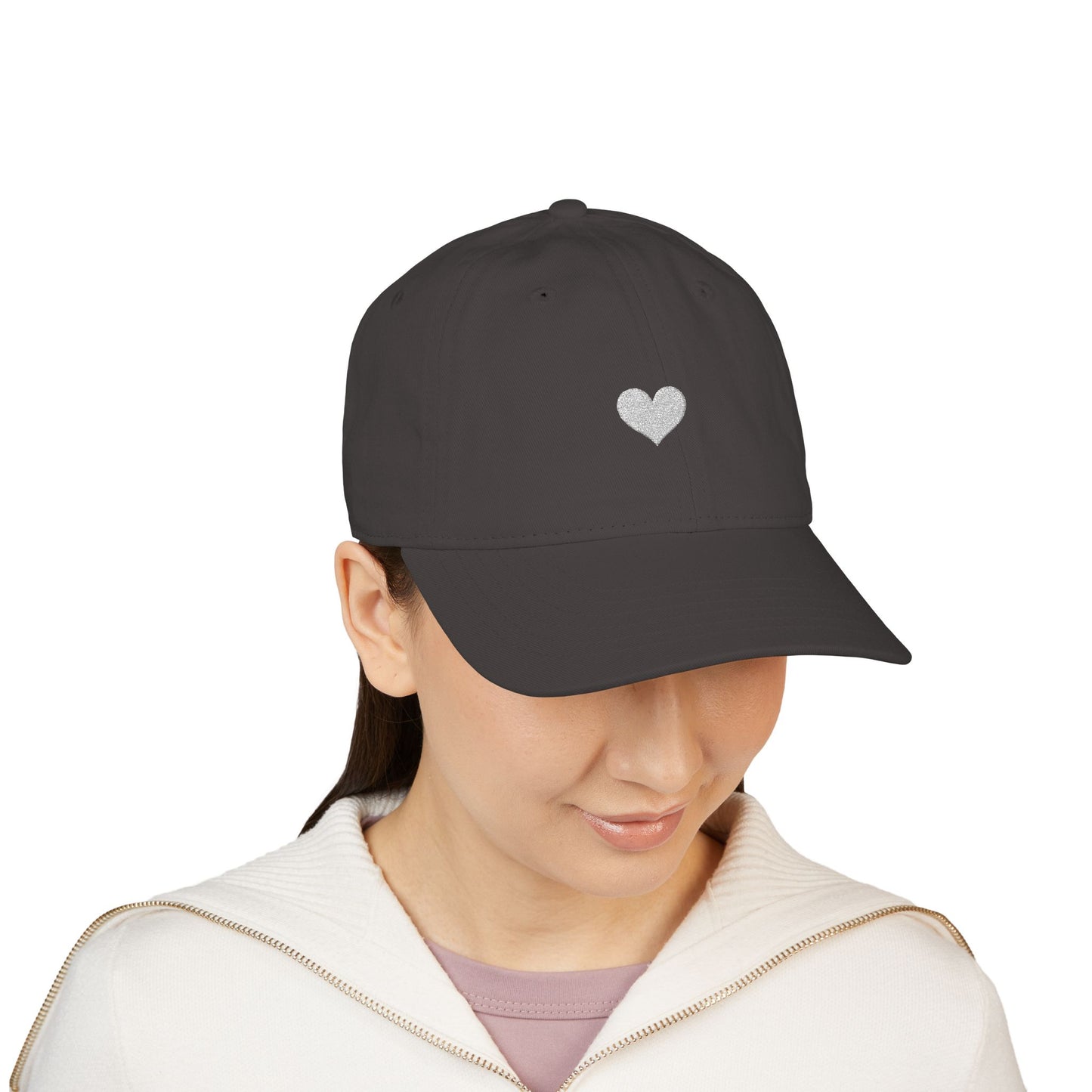 Silver Heart Embroidered Christian Baseball Cap for Women – Faith Inspired Love Hat
