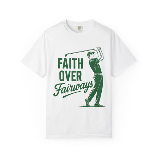 Faith Over Fairways Christian Golf T-Shirt – Inspirational Faith-Based Graphic Tee